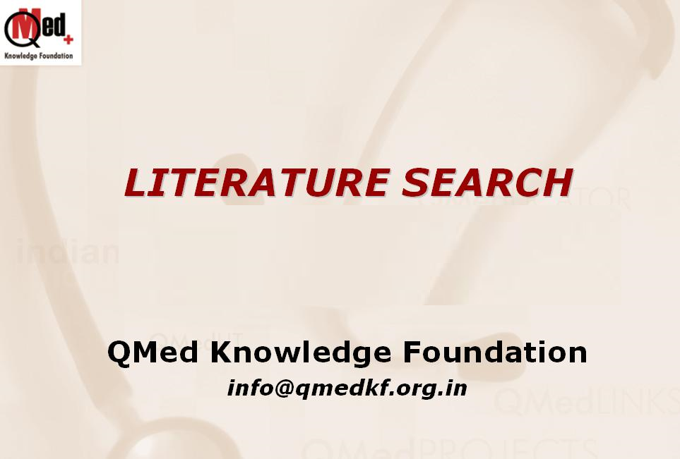 Literature Searching – Consultant – BJ Wadia Children’s Hospital, Mumbai