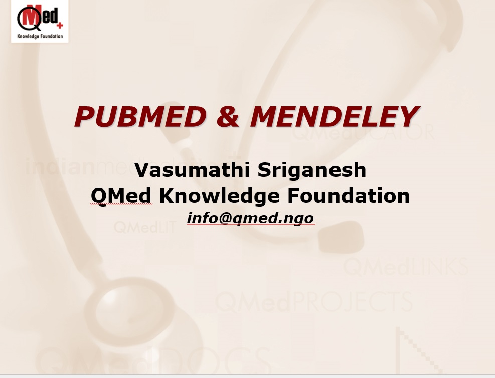 Short Course on PubMed and Reference Management by ‘The Union’ (International Union Against Tuberculosis and Lung Diseases), in collaboration with QMed – a ToT initiative
