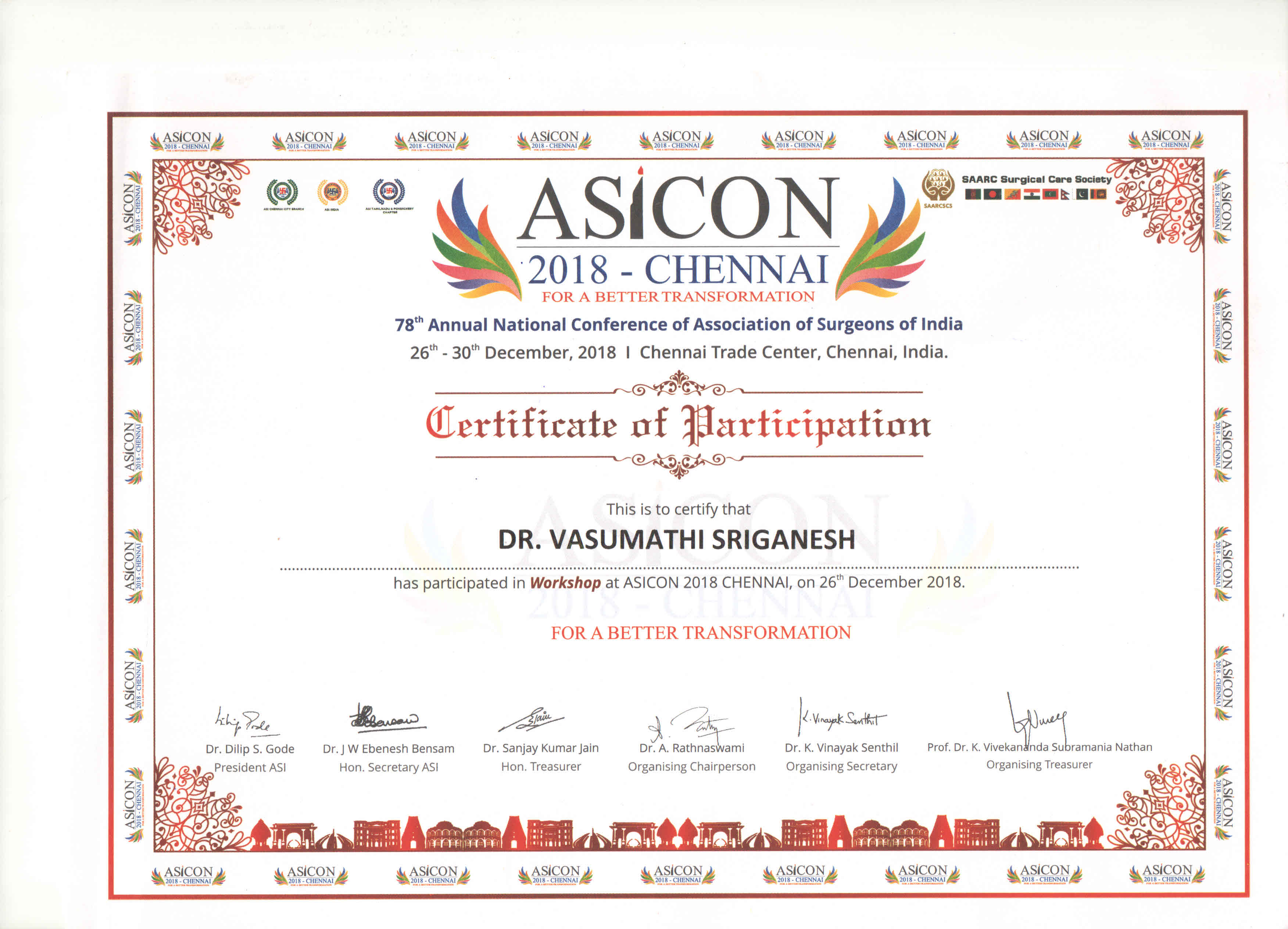 Association of Surgeons of India – ASICON 2018-Lecture