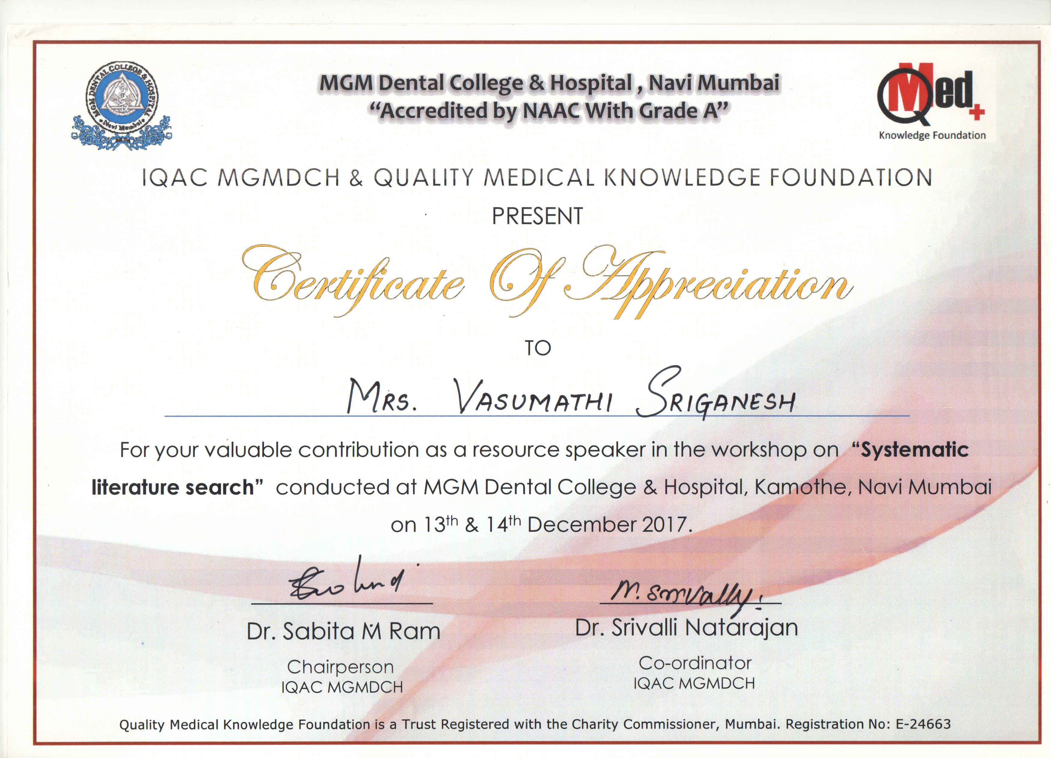 MGM Dental College-Workshop