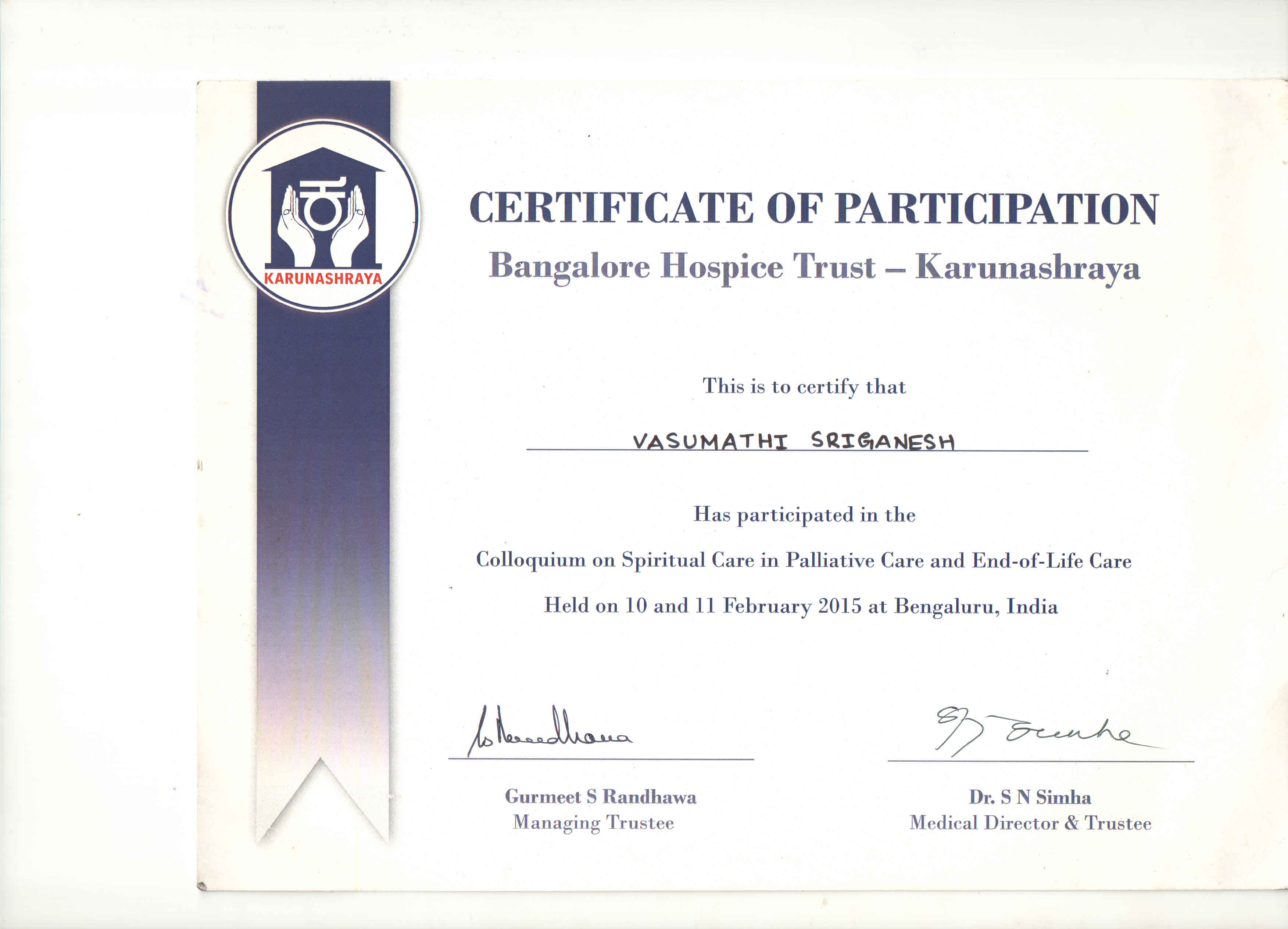 Bangalore Hospice Trust, Karunashraya-Lecture