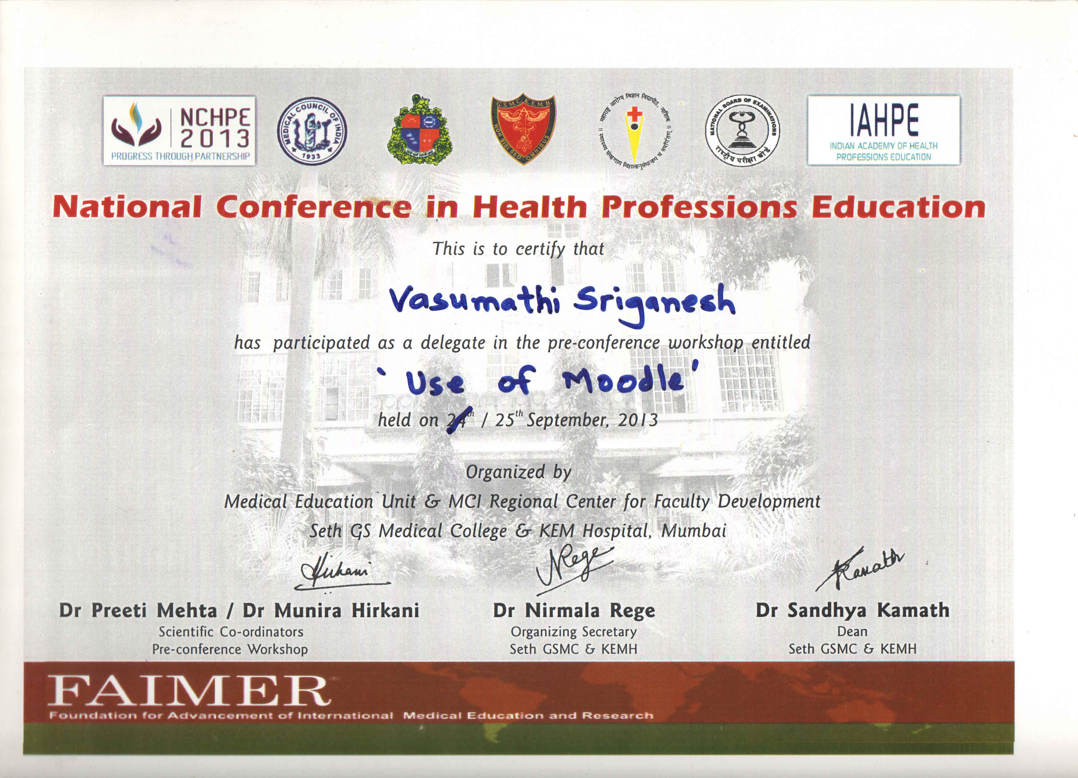 FAIMER-National Conference in Health Professions Education-Lecture