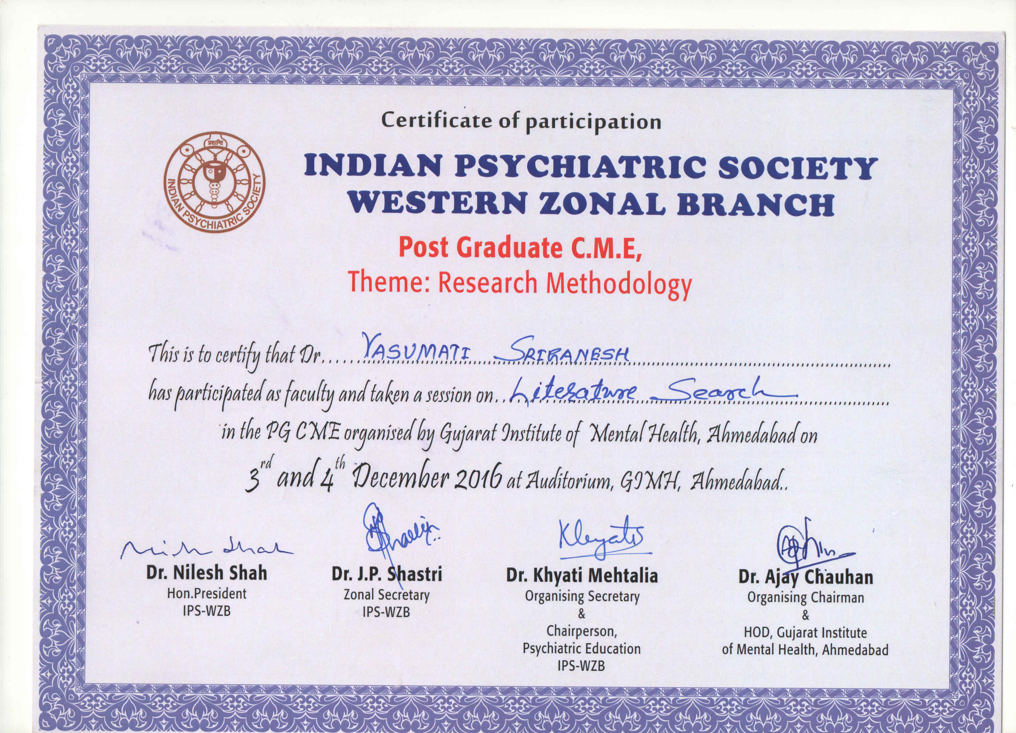 Indian Psychiatric Society WZB-Lecture