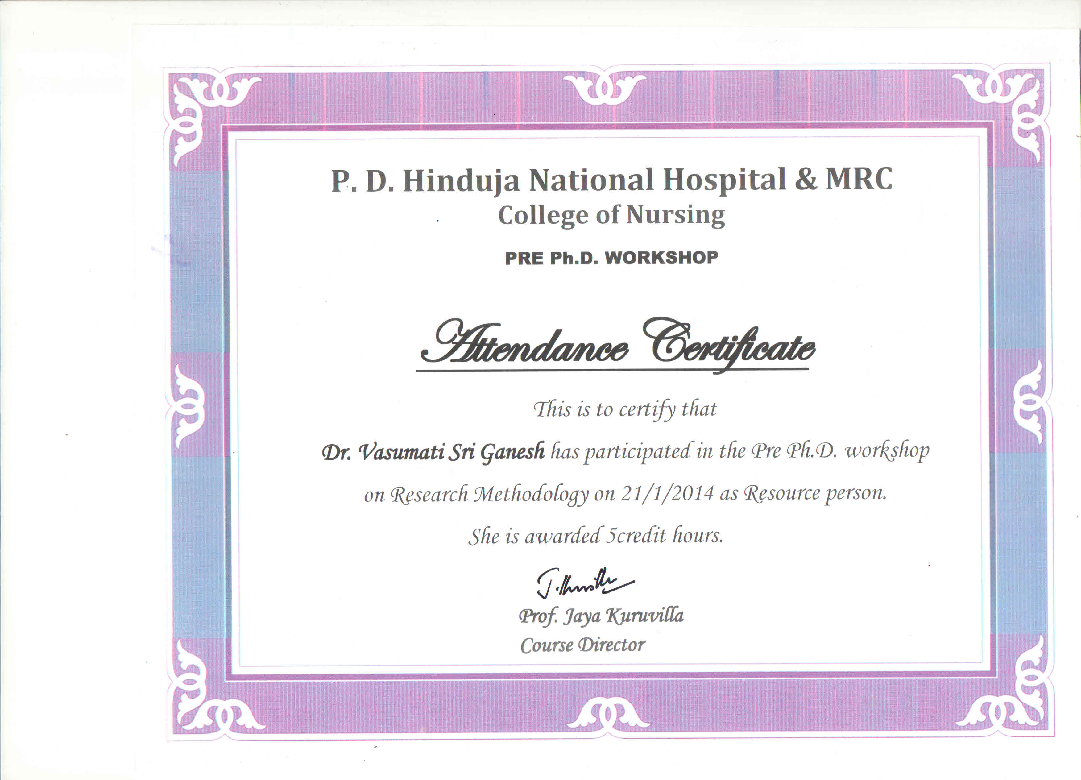 Hinduja College of Nursing-Workshop