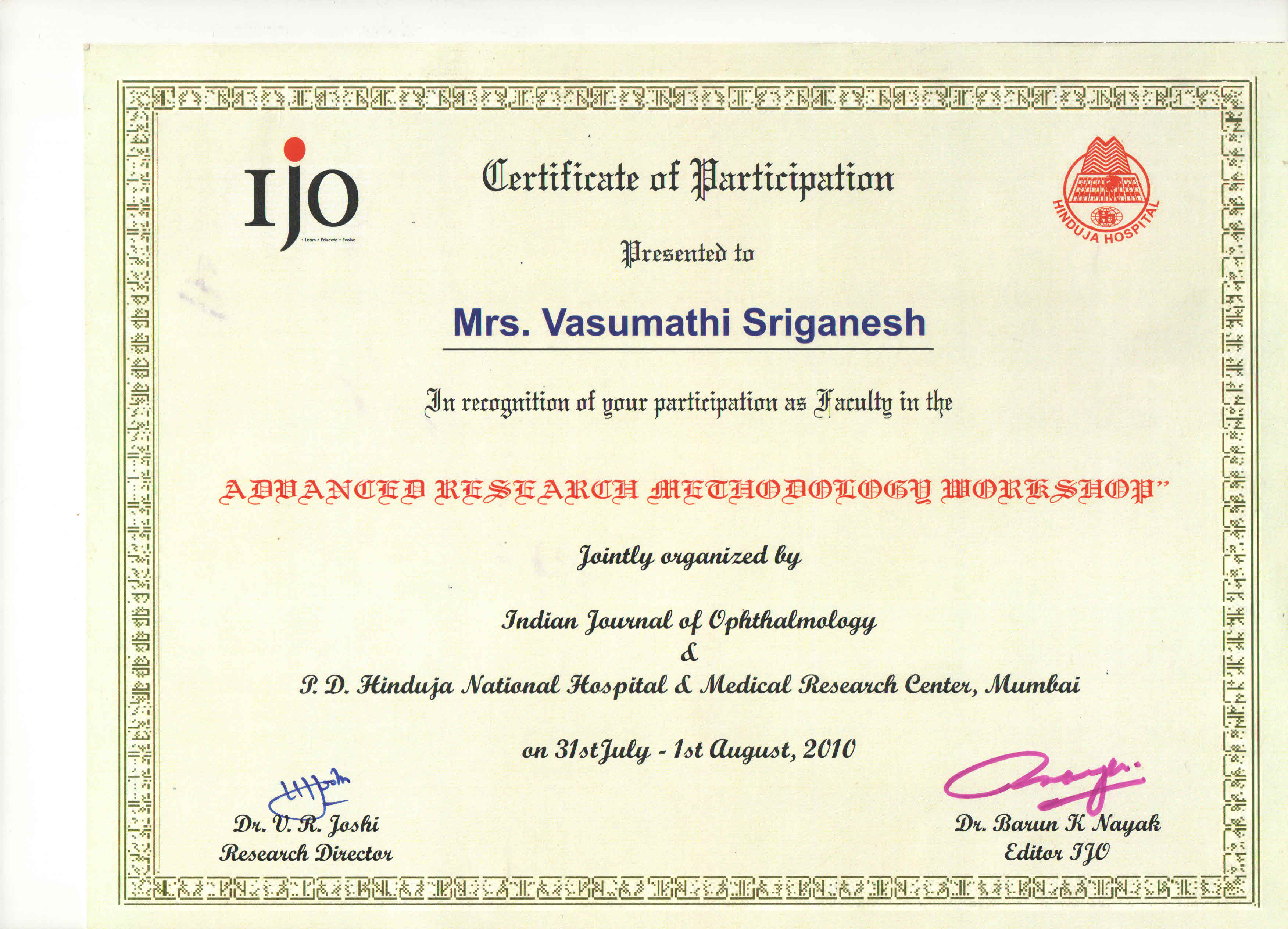 Indian Journal of Ophthalmology (IJO)-Lecture