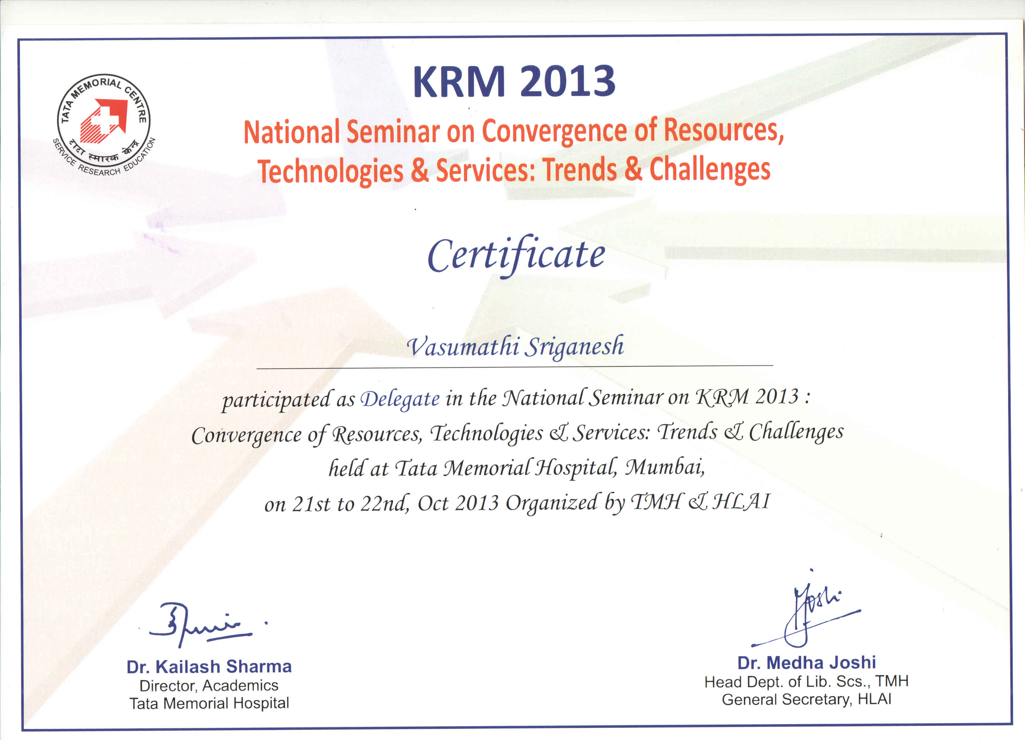 Tata Memorial Hospital-KRM-Lecture