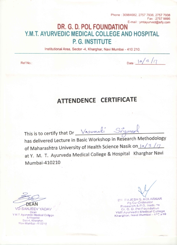 Dr. G.D. Pol Foundation’s Yerala Homoeopathic Medical College and Research Centre-Lecture