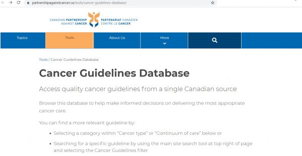 cancer guidelines database