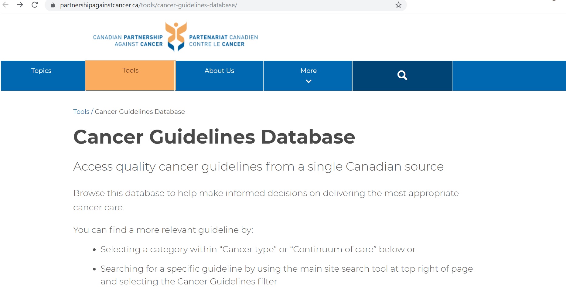 Cancer Guidelines Database