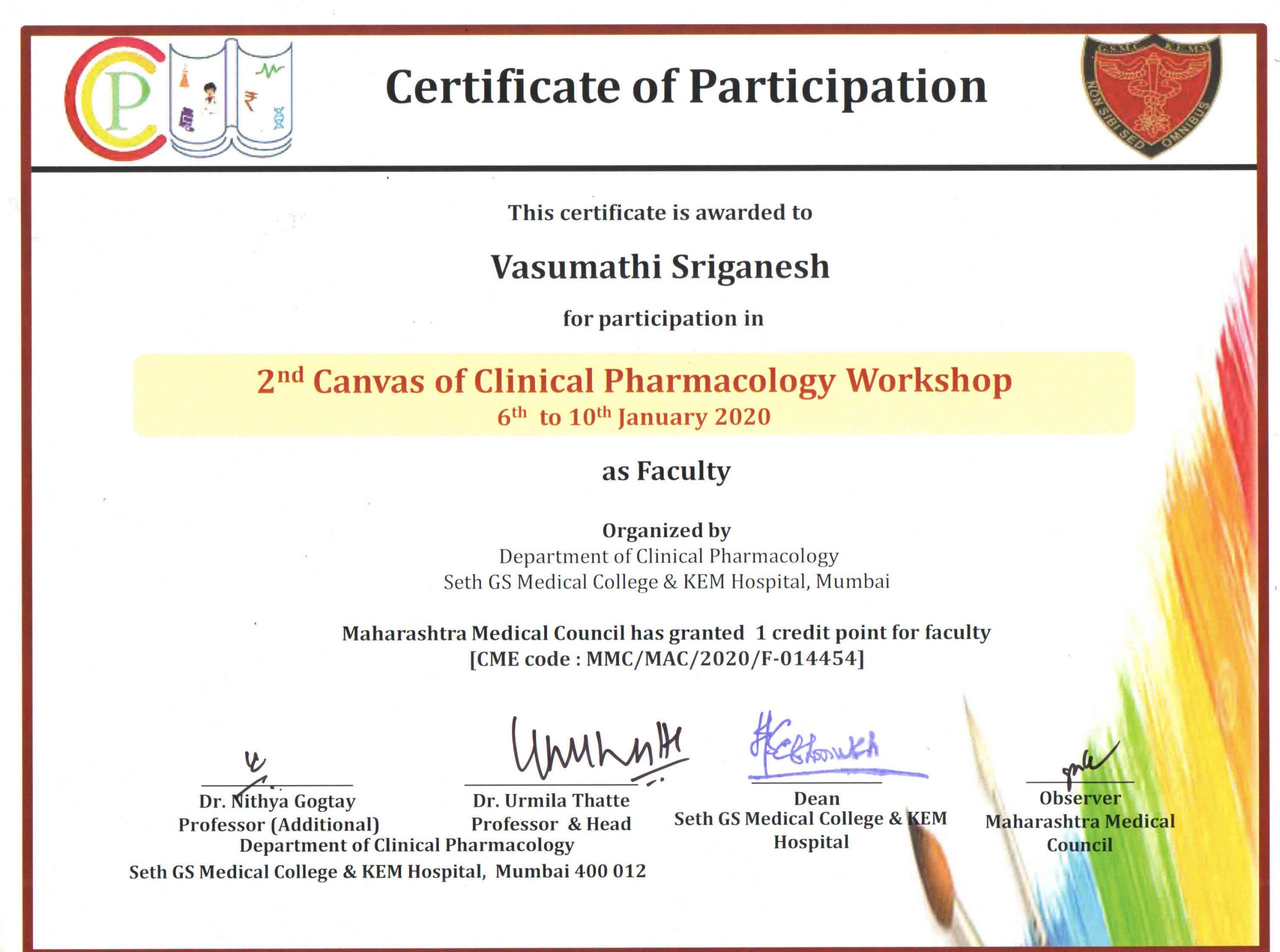 Canvas of Clinical Pharmacology Workshop 2020 (CCPW2020)-Lecture