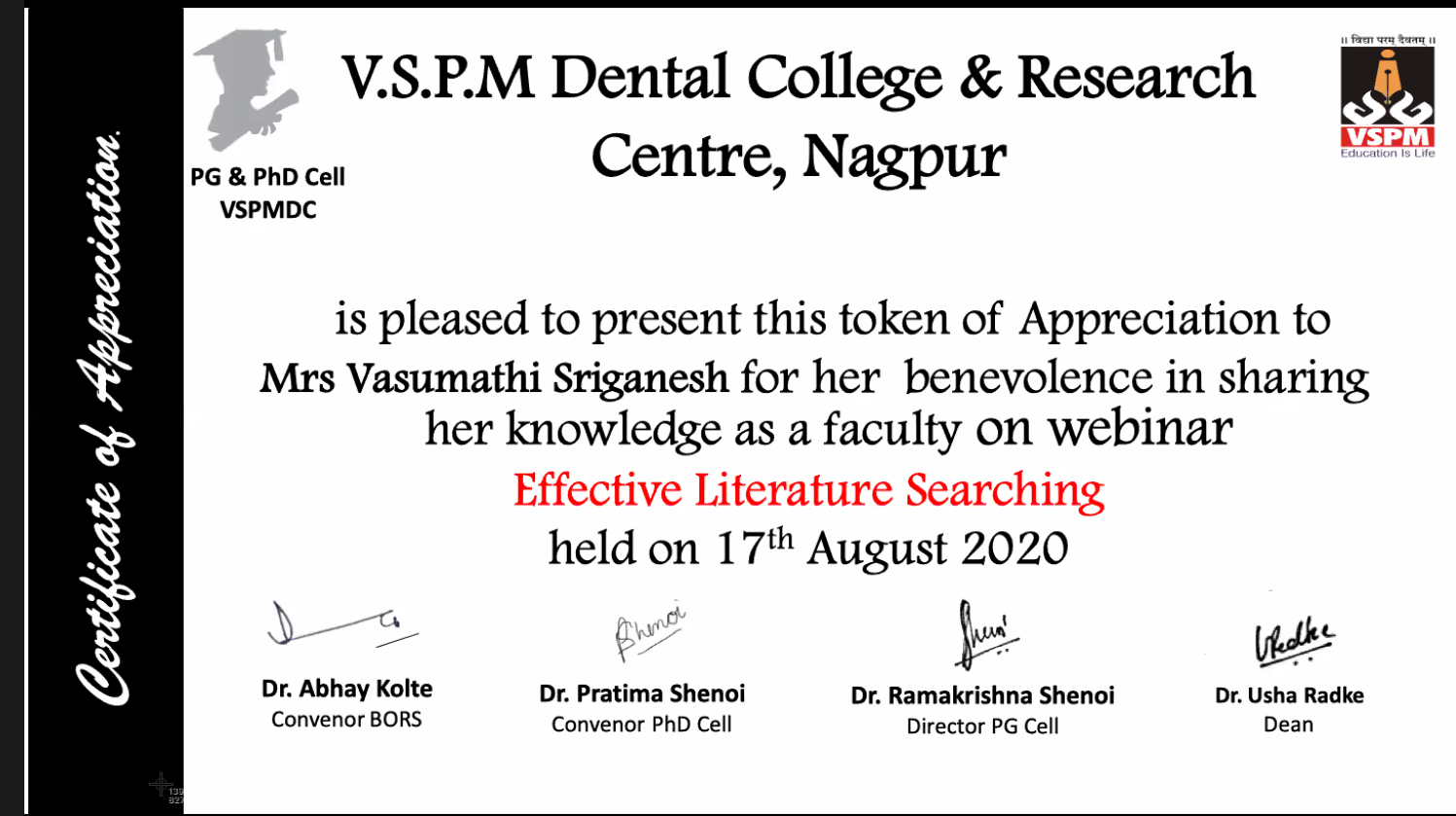 VSPM’s Dental College & Research Centre-Webinar