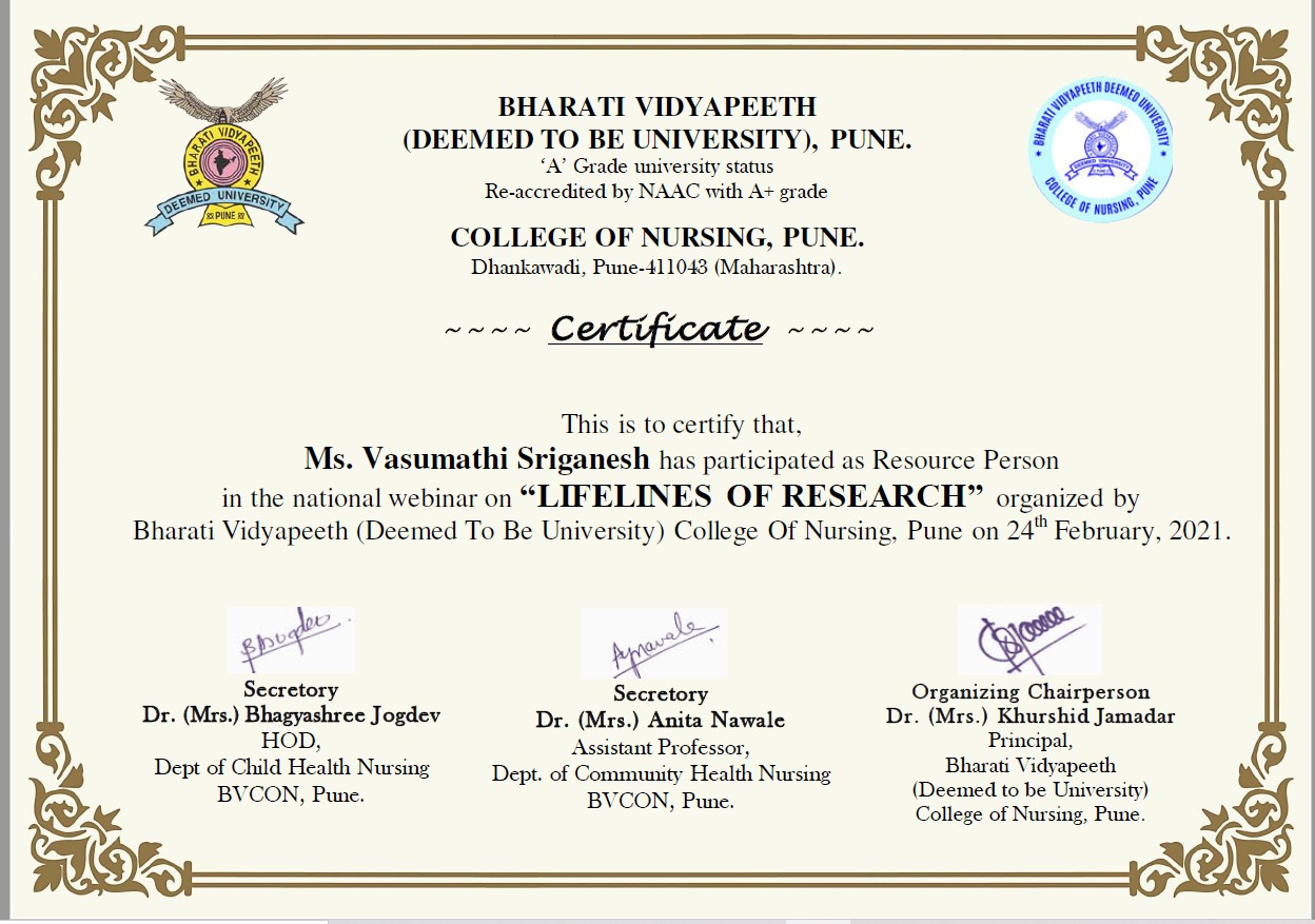 Bharati Vidyapeeth College of Nursing-Webinar