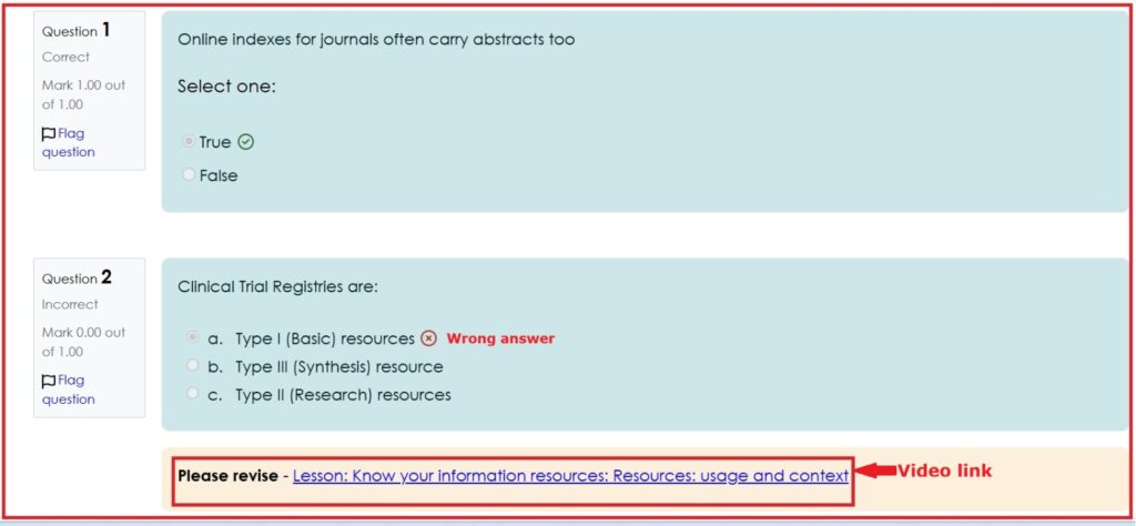 Video link to wrong answers