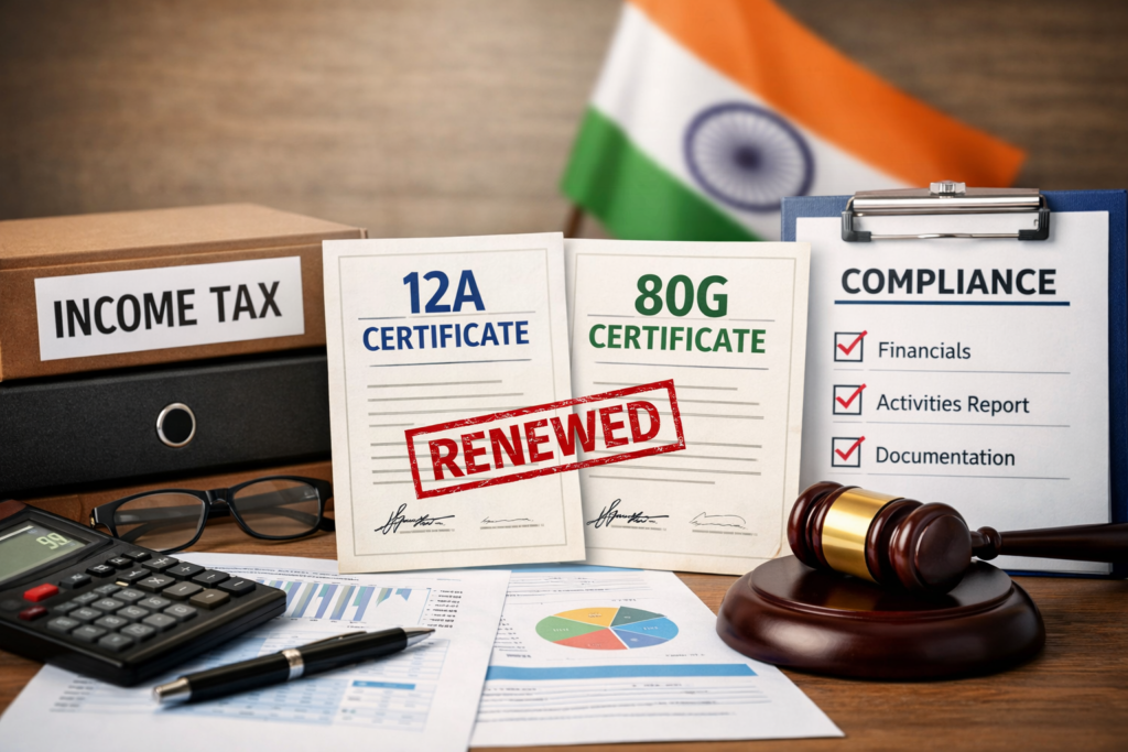 The Income tax department regulates charitable giving and acceptance with 12A and 80G certificates awarded for compliance