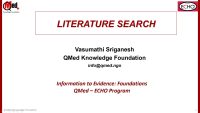 Information to Evidence: Foundations – QMed ECHO